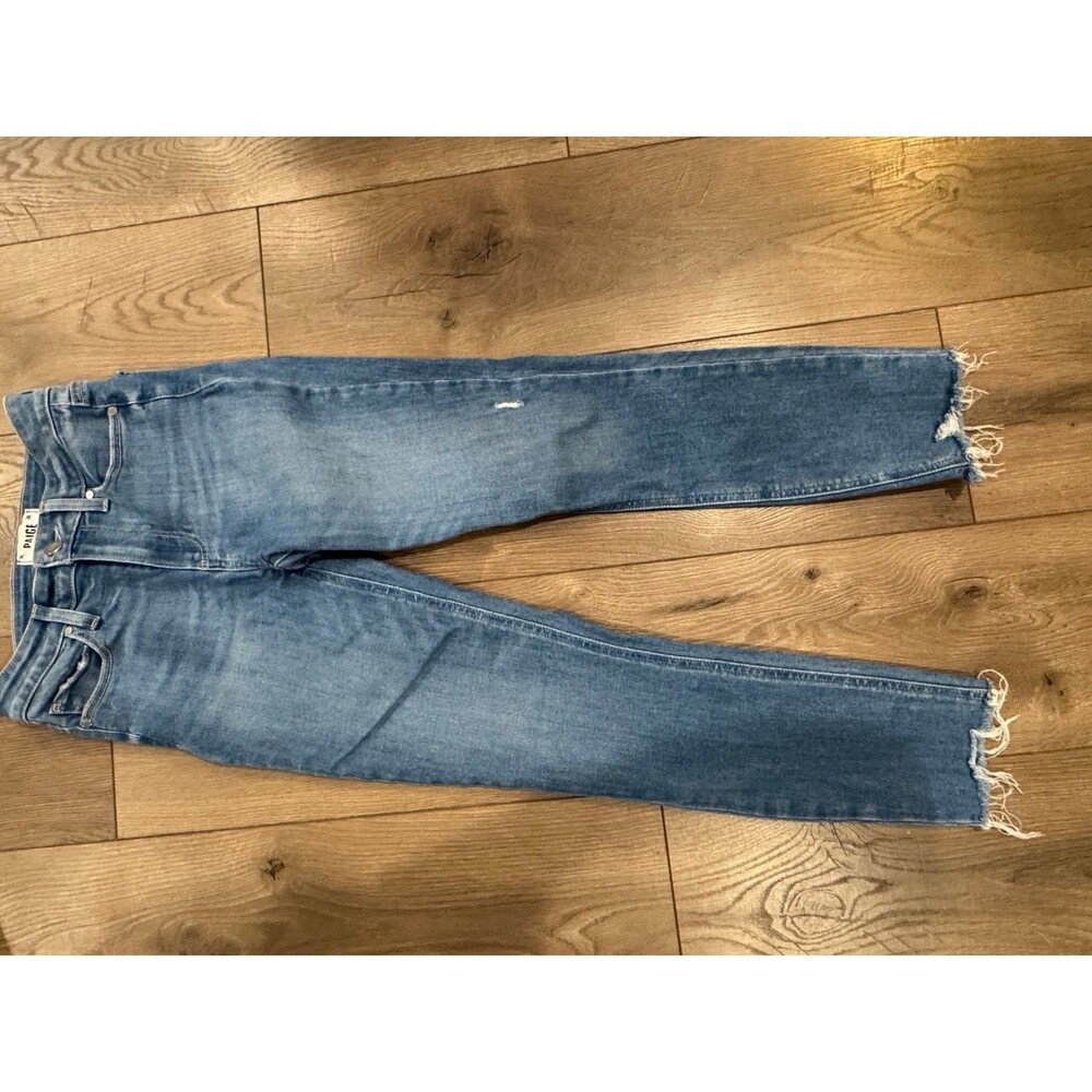 Women’s Paige Jeans “Hoxton Crop” Raw Hem Mid Rise Skinny Jeans Size 25